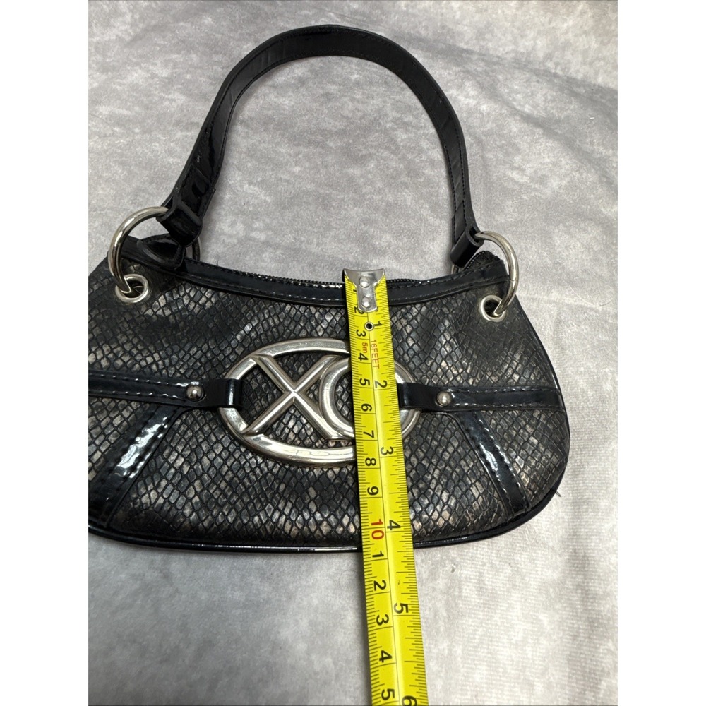 Vintage Y2K XOXO black snakeskin textured mini shoulder bag VGUC - Picture 9 of 13